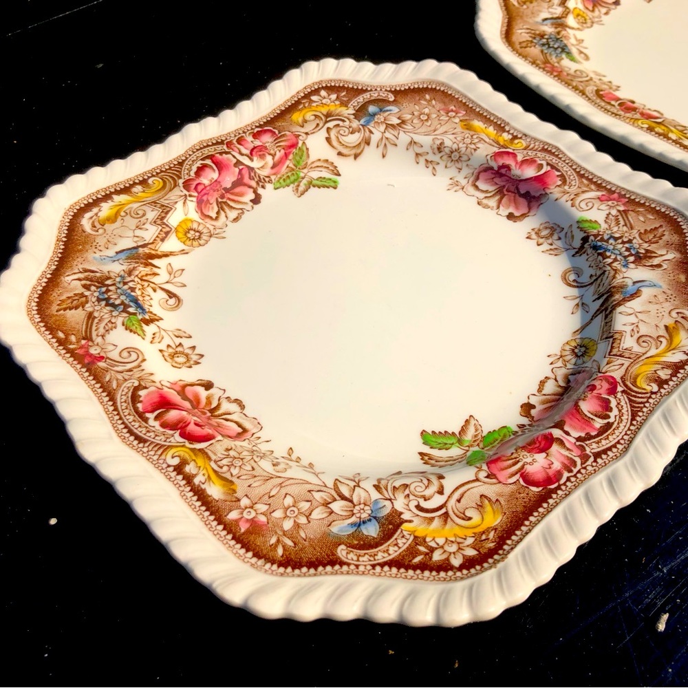Pair of square Devonshire by Johnson Bros salad plates